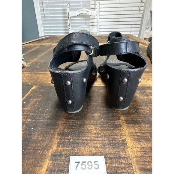 otob 8m bushnell wedge heel sandal thick strap platform light weight  black sil - Picture 4 of 9